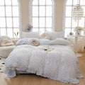 Blue Floral Duvet Cover Set Queen Size - Soft 100% Cotton