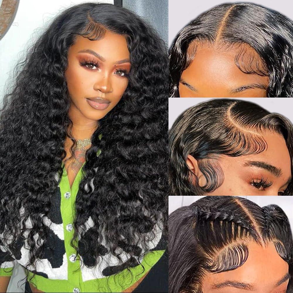 FIRIEYA Deep Wave Lace Front Wigs for Black Women - 22 Inch