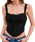 KUTUMAI Lace Corset Top Y2K Cute Square Neck Bustier Crop Top