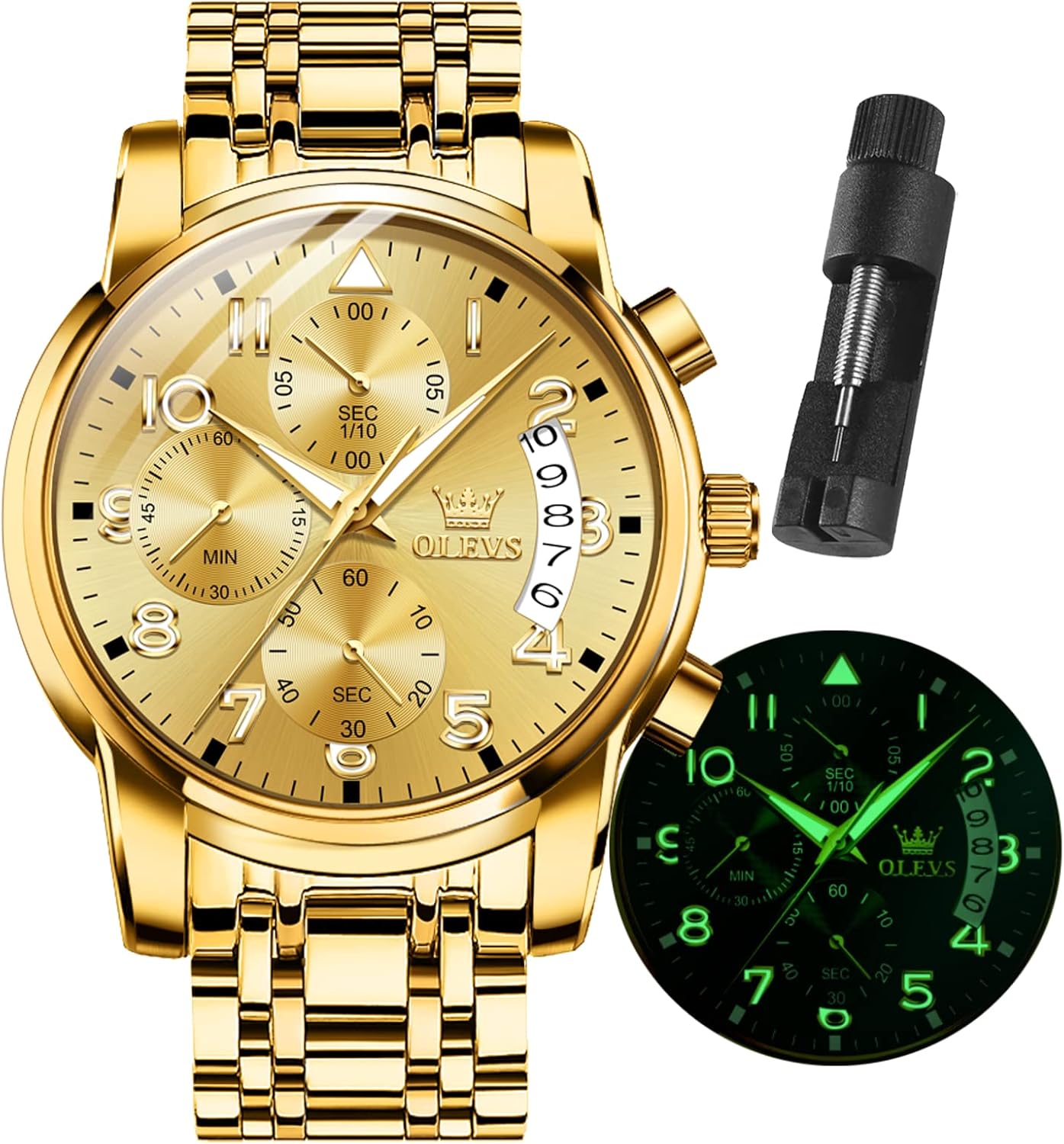 OLEVS Men Multifunction Watch: Waterproof Luminous Chronograph