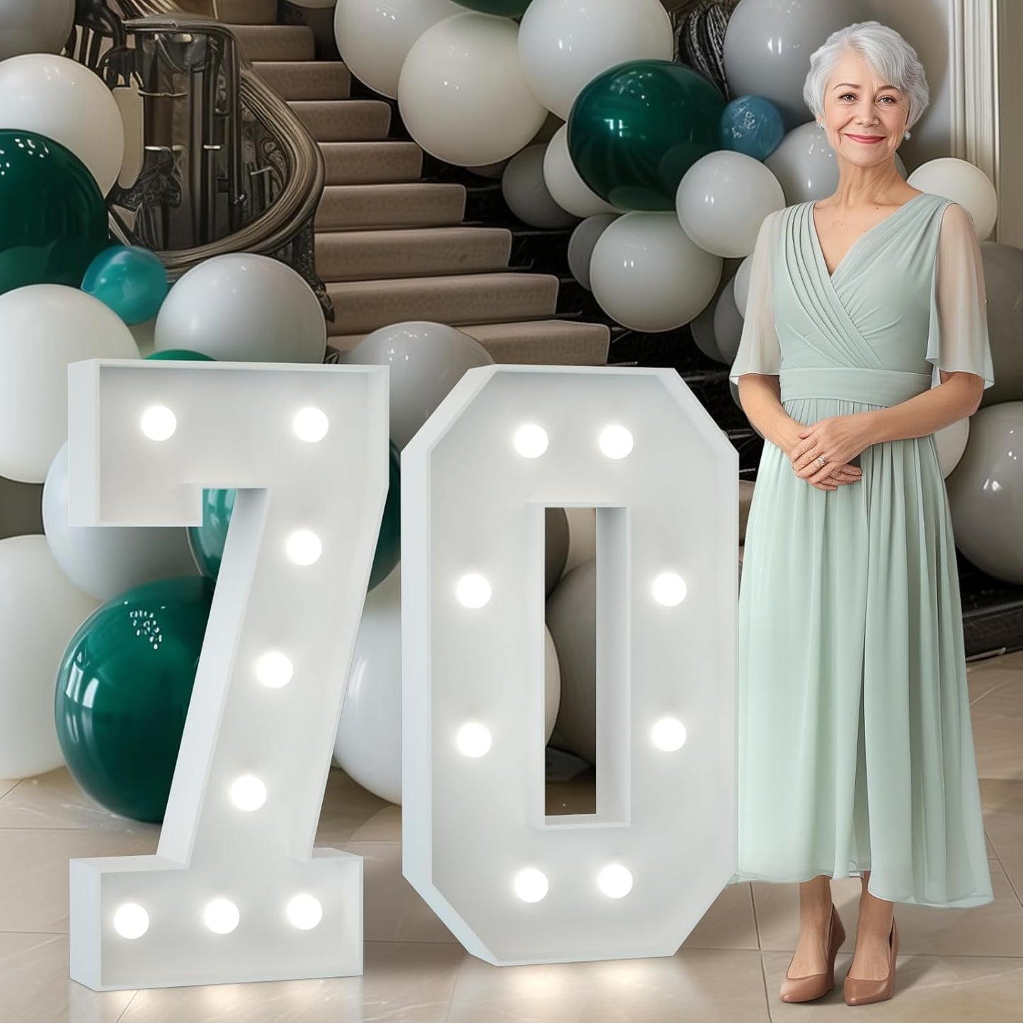 3 Feet Tall Light Up Marquee Numbers for 70th Birthday Decor