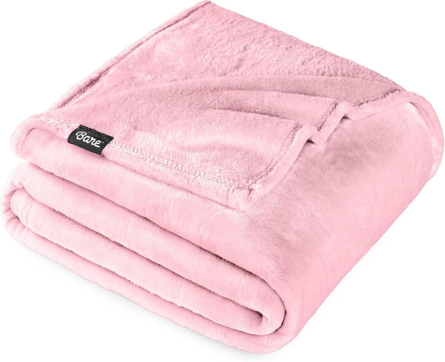 Bare Home Microplush Fleece Blanket - Cozy Light Pink Throw