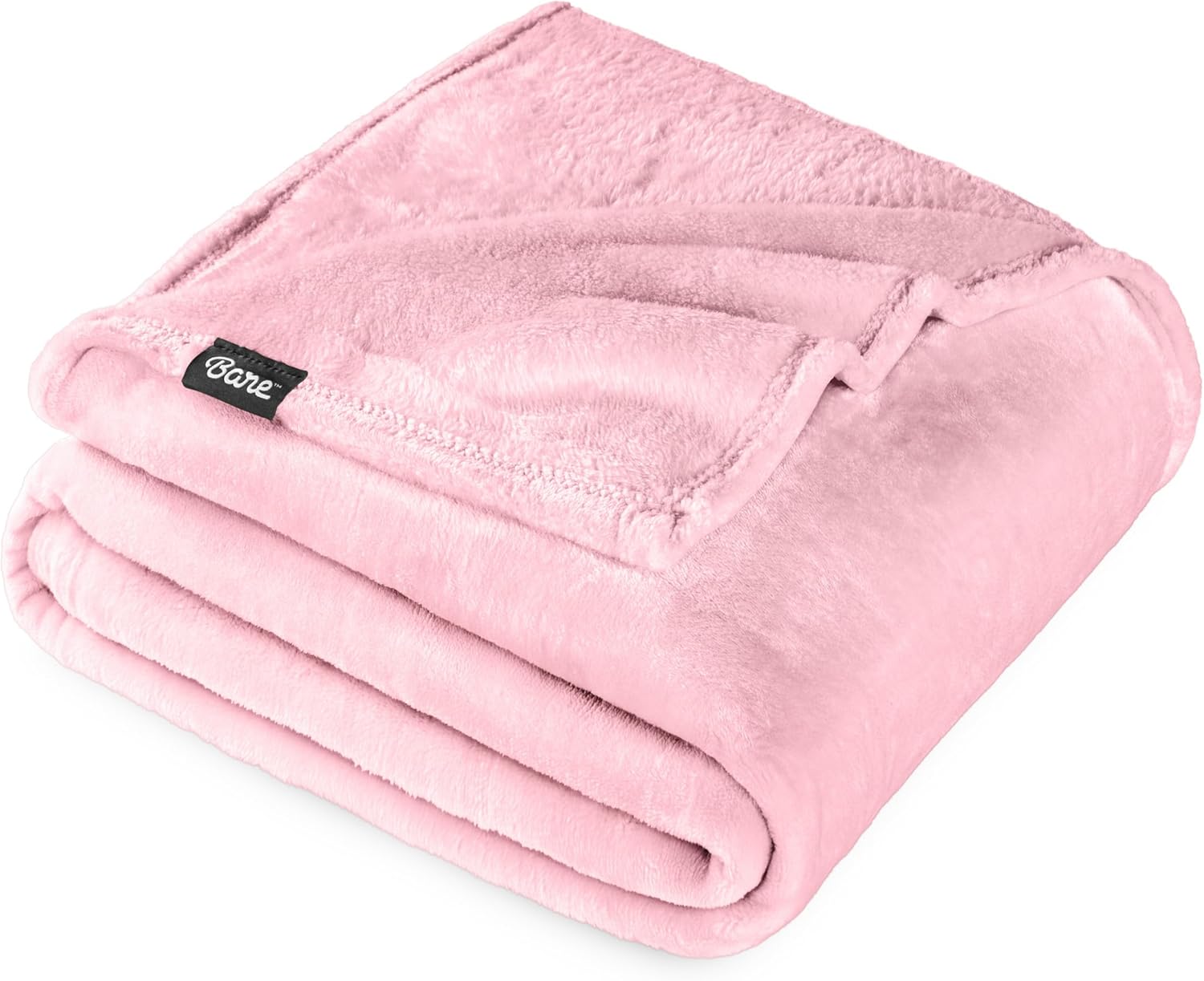 Bare Home Microplush Fleece Blanket - Cozy Light Pink Throw