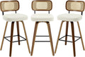 Swivel Bar Stools Set of 3 - 29ft Seat Height Cream White Upholstered
