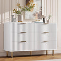 White 6 Drawer Dresser for Bedroom - Fluted 47.2in Modern Chest