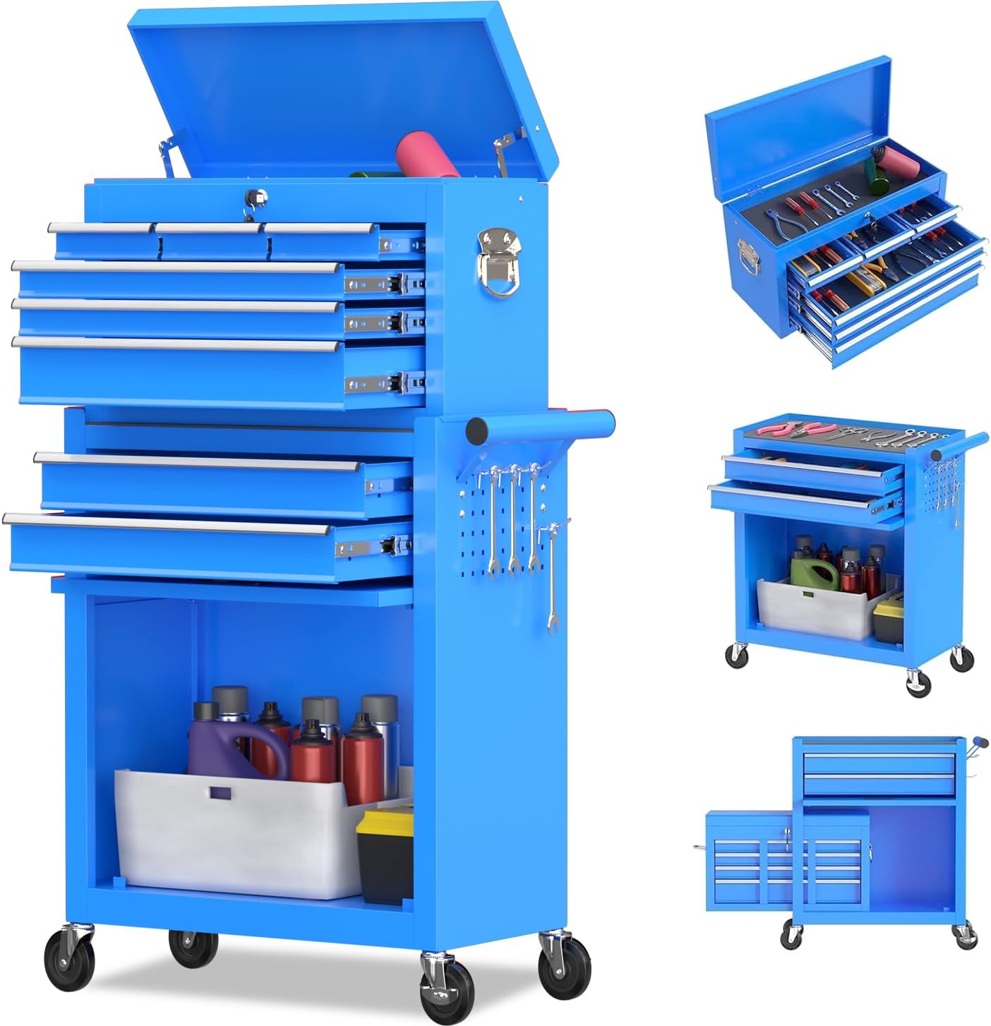 8-Drawer Rolling Tool Chest with Lockable Drawer for Safety