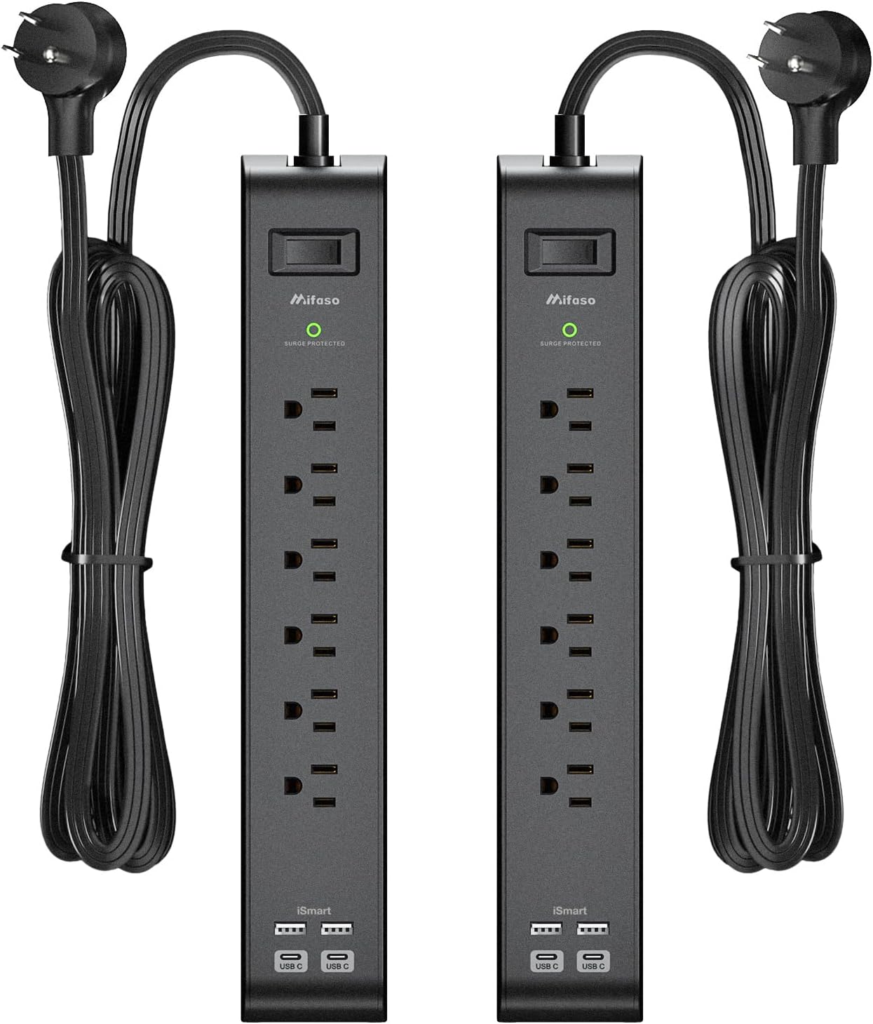 Mifaso Power Strip: 2 Pack USB Charging Hub