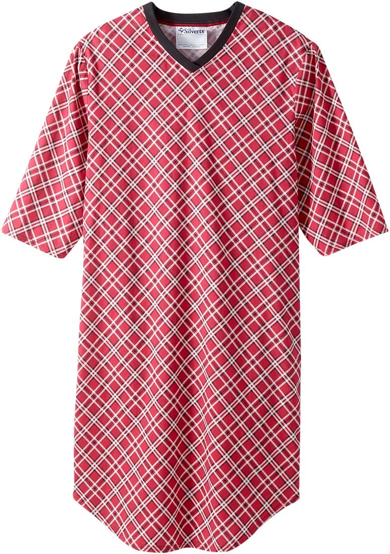 Silverts Mens Adaptive Nightgown - Comfortable Hospital Sleepwear