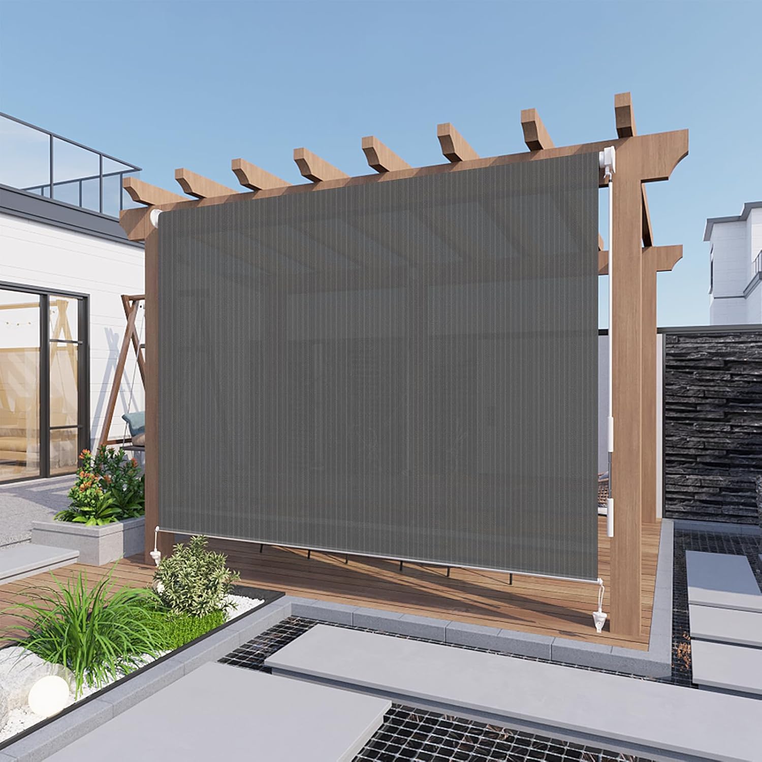 LOVE STORY Patio Shades Roll Up Outdoor Cordless Roller Shade