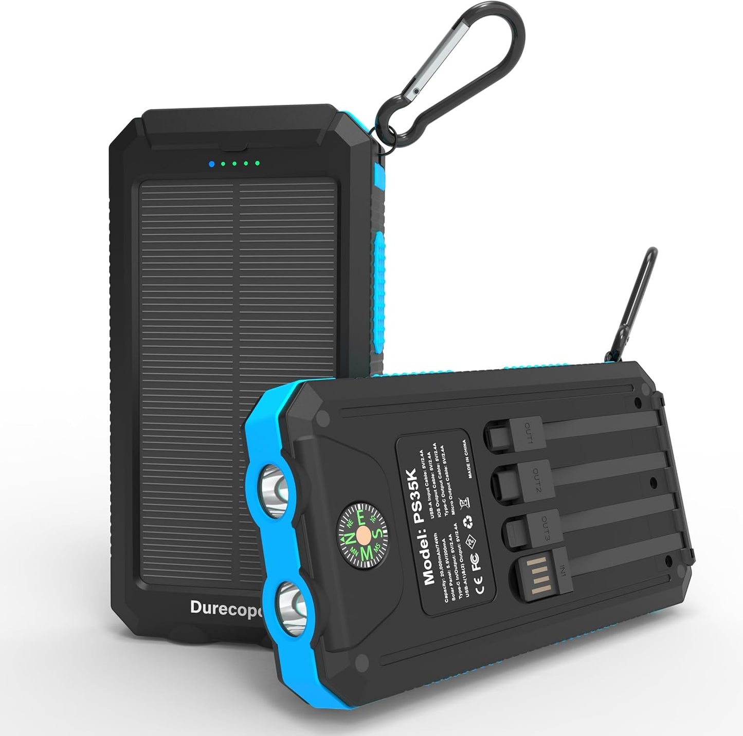 Solar Charger Power Bank 20,000mAh for Outdoor Adventures