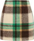 Wool Plaid Mini Skirt High Waisted Bodycon Pencil Skirt (Style 91XN)