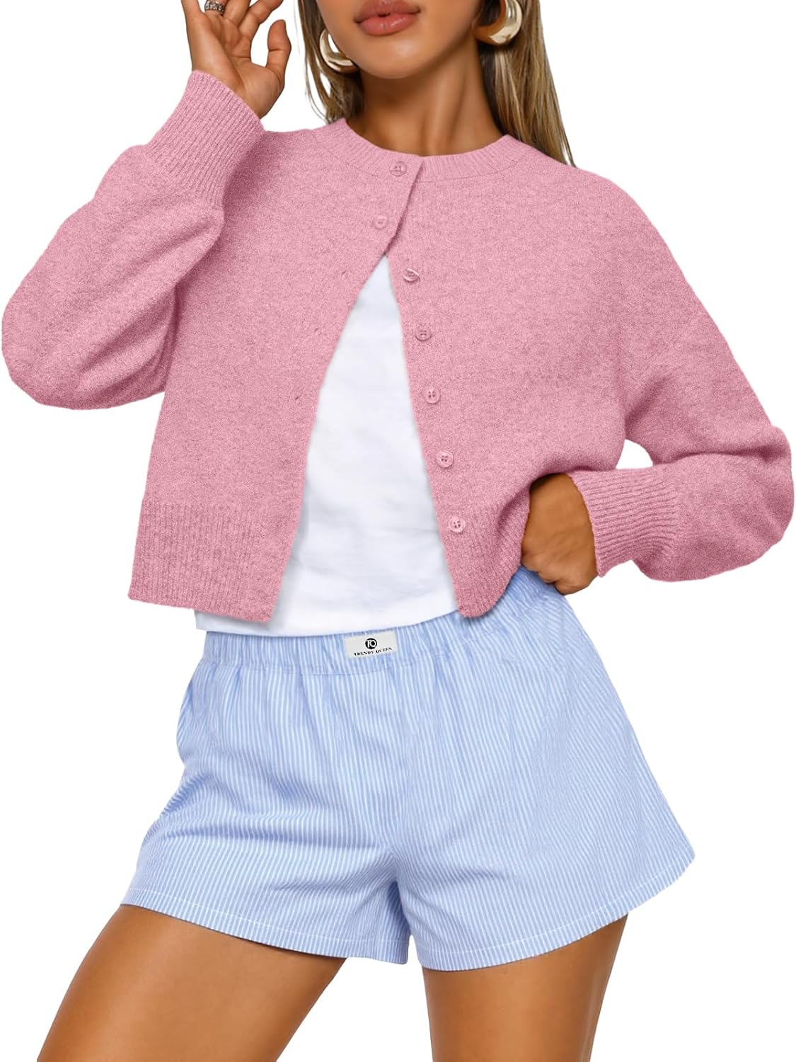 Trendy Queen Cropped Cardigan Sweaters for Women Fashion 2025