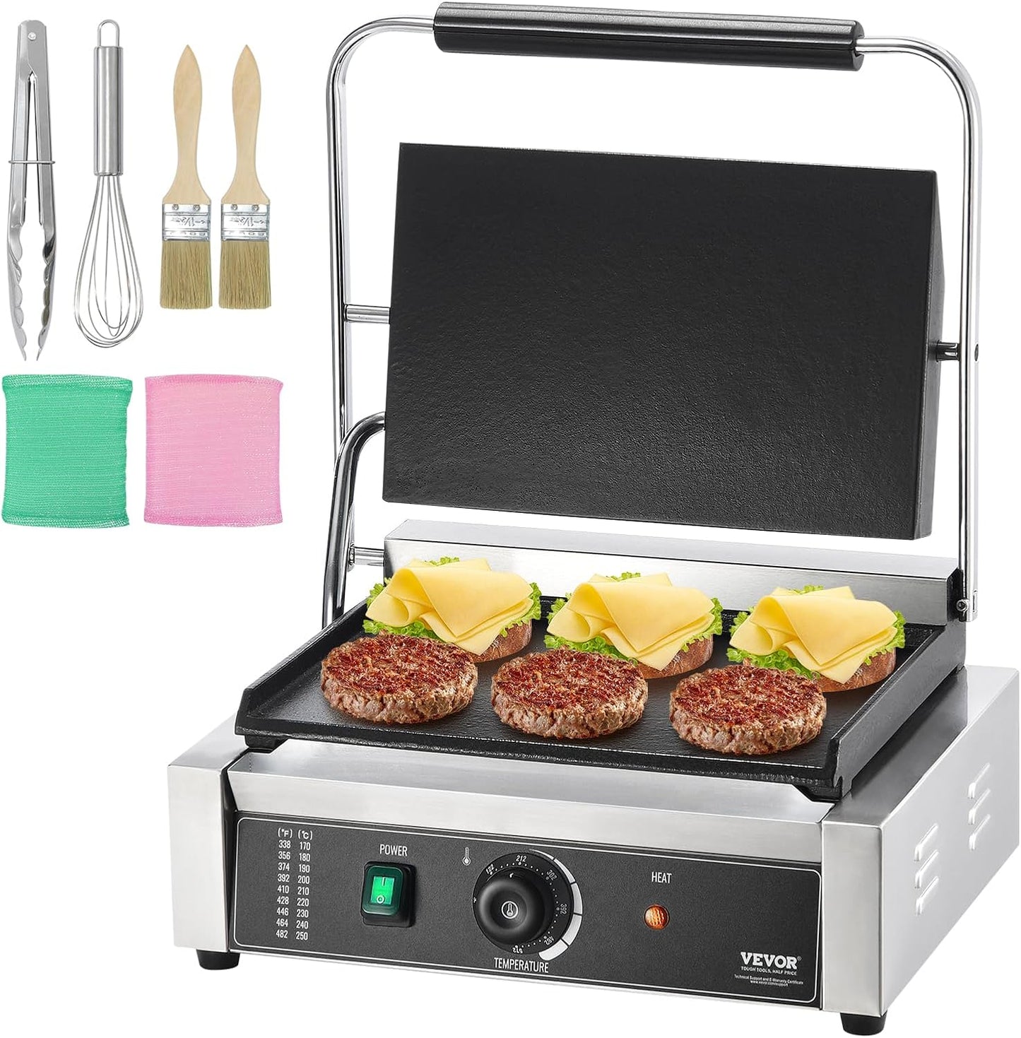 VEVOR 1800W Panini Grill: Perfect Pressed Sandwiches!