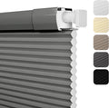 Gray 74in W x 48in H Cordless Cellular Shades - Easy No Drill Install