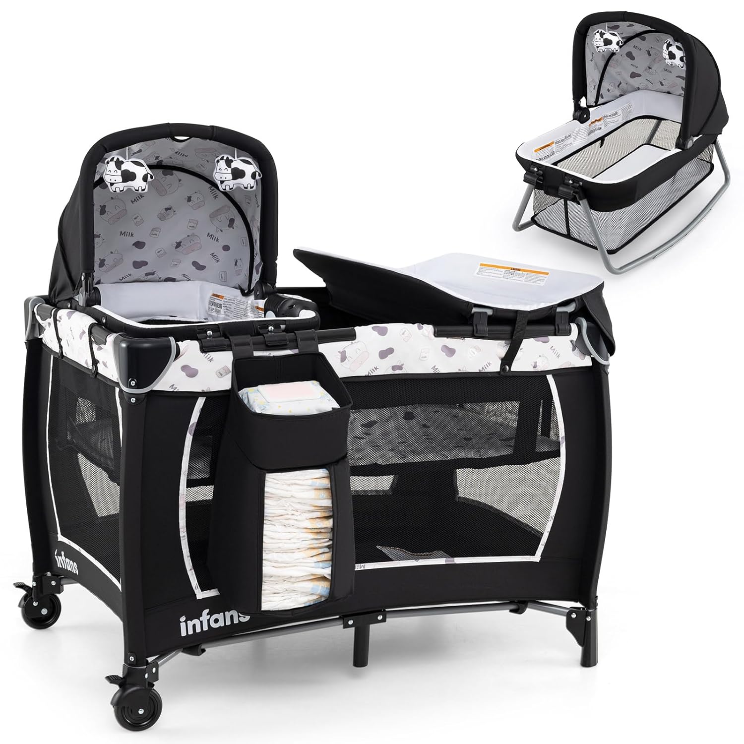INFANS 4 in 1 Pack and Play: Portable Nursery Center for Baby