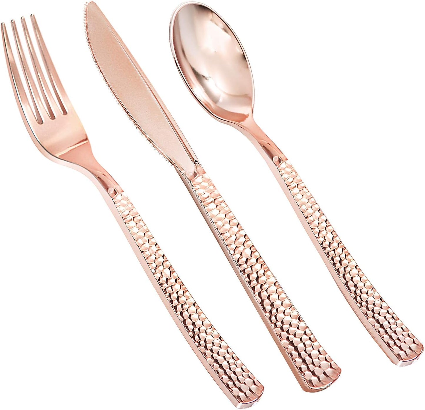 Supernal 360pcs Rose Gold Plastic Silverware for Any Occasion