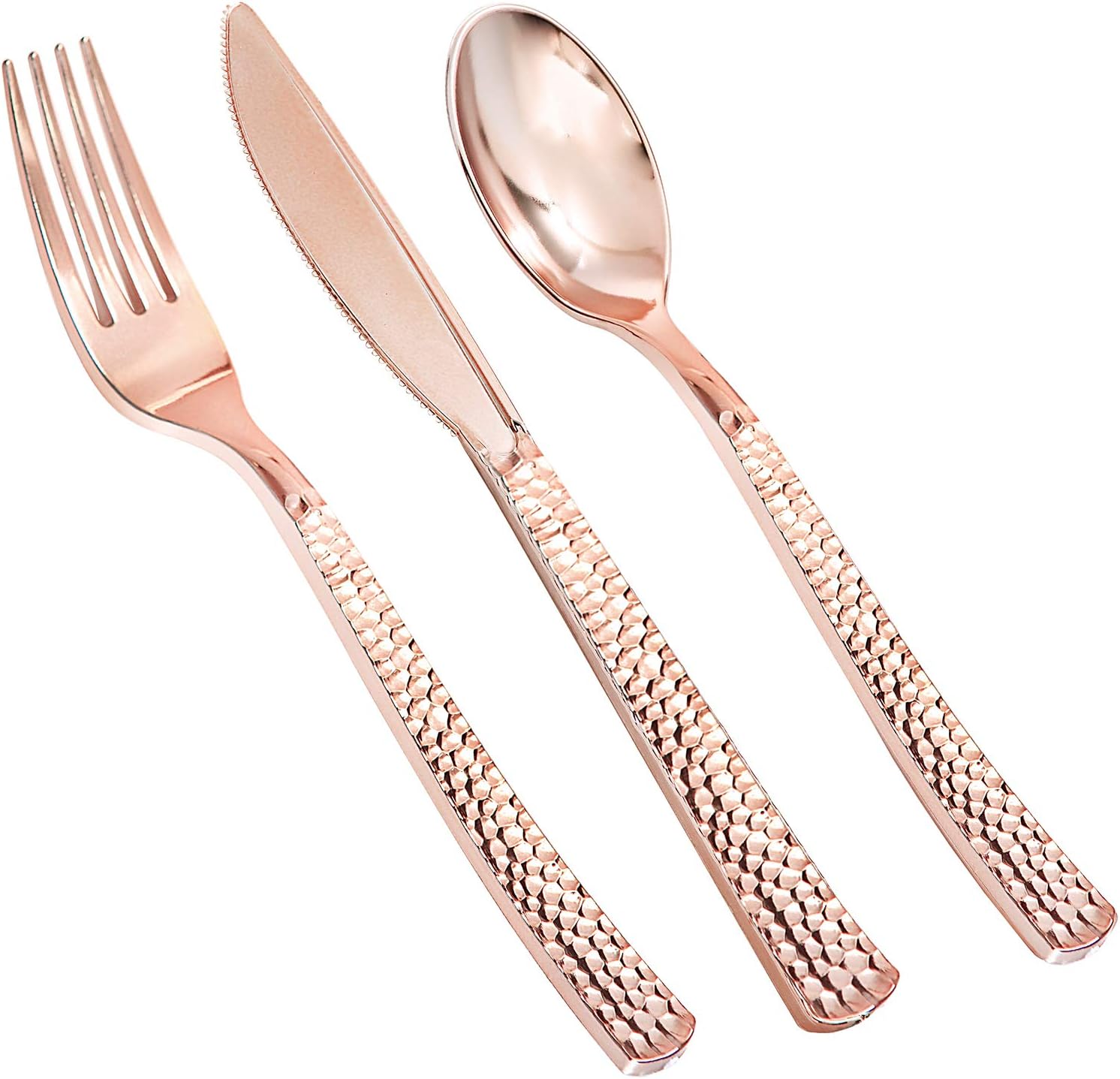 Supernal 360pcs Rose Gold Plastic Silverware for Any Occasion