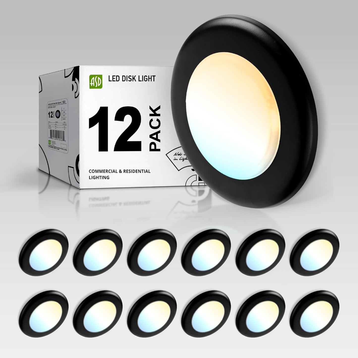 ASD 12 Pack LED Disk Lights 4 Inch for Low Ceilings and More