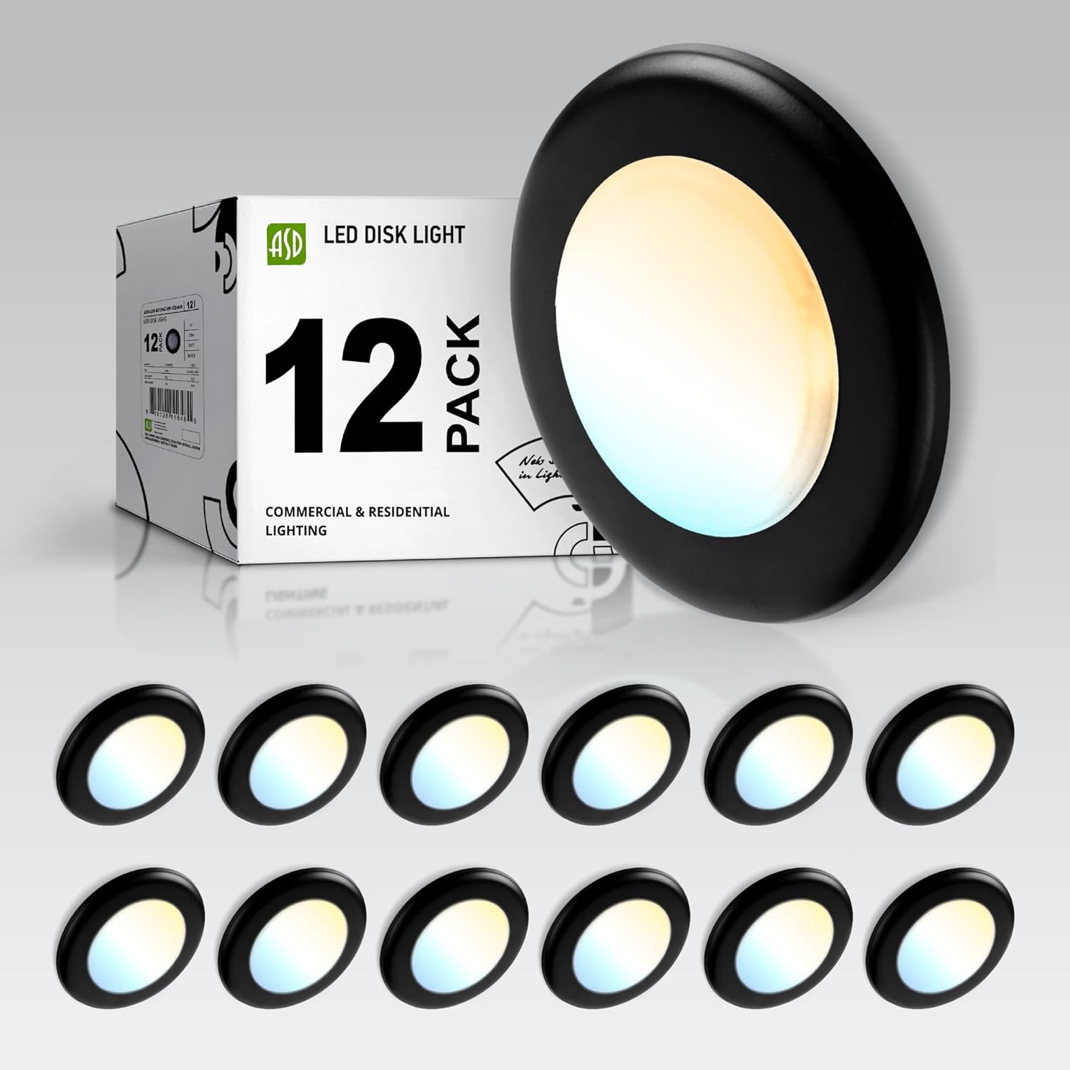 ASD 12 Pack LED Disk Lights 4 Inch for Low Ceilings and More
