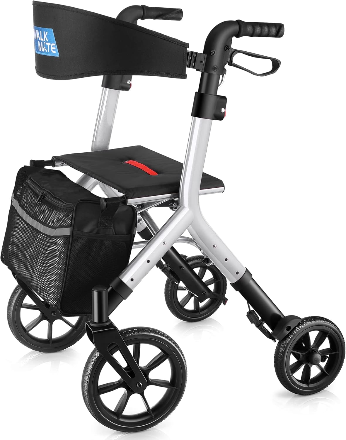 Rollator Walker for Seniors with Adjustable Height and 10 Inch Wheels