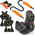 Ice Fishing Safety Kit 3pcs - Ice Cleats, Retractable Pick & Whistle