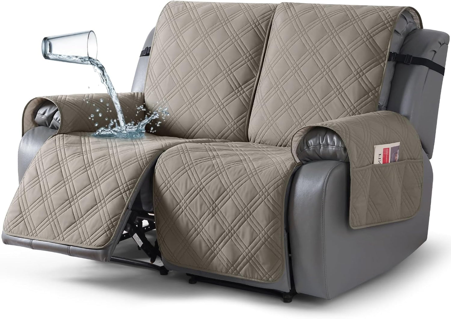 Waterproof Loveseat Recliner Cover for 2 Seater Sofas - Light Brown