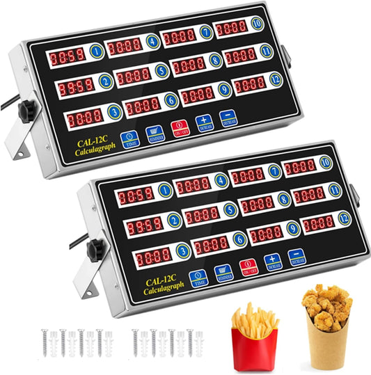 2 Pack 12-Channel Digital Kitchen Timer for Cooking Needs