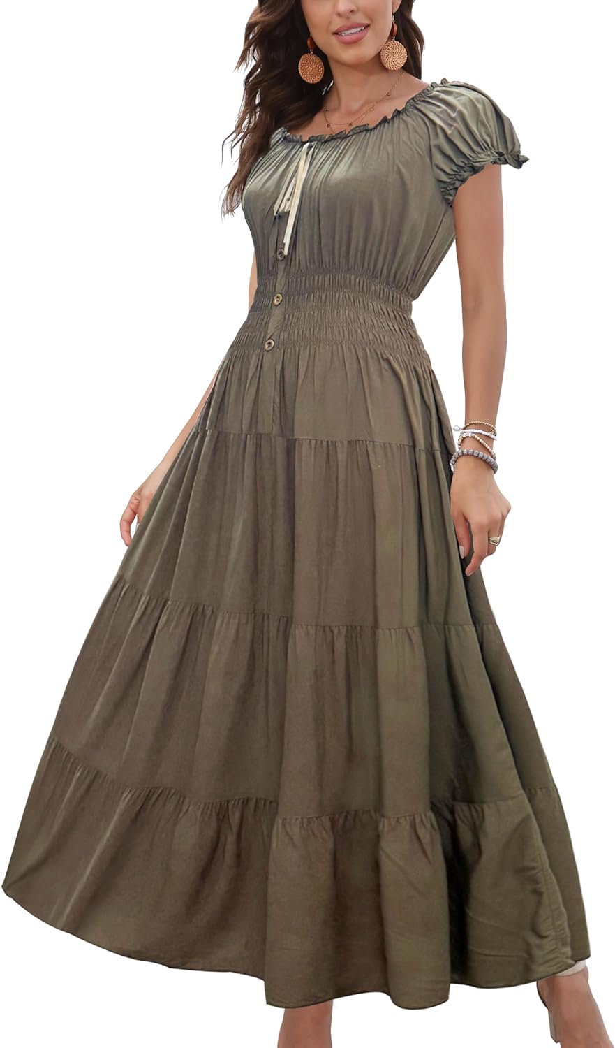 OSTOO Women's Boho Floral Print Maxi Dress for Summer Style