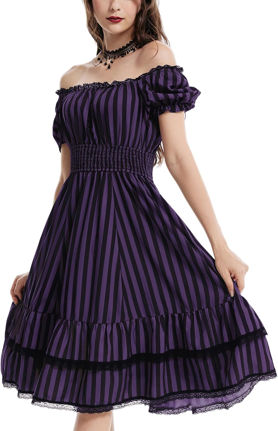 Gothic Victorian Midi Dress for Women with Classic Design