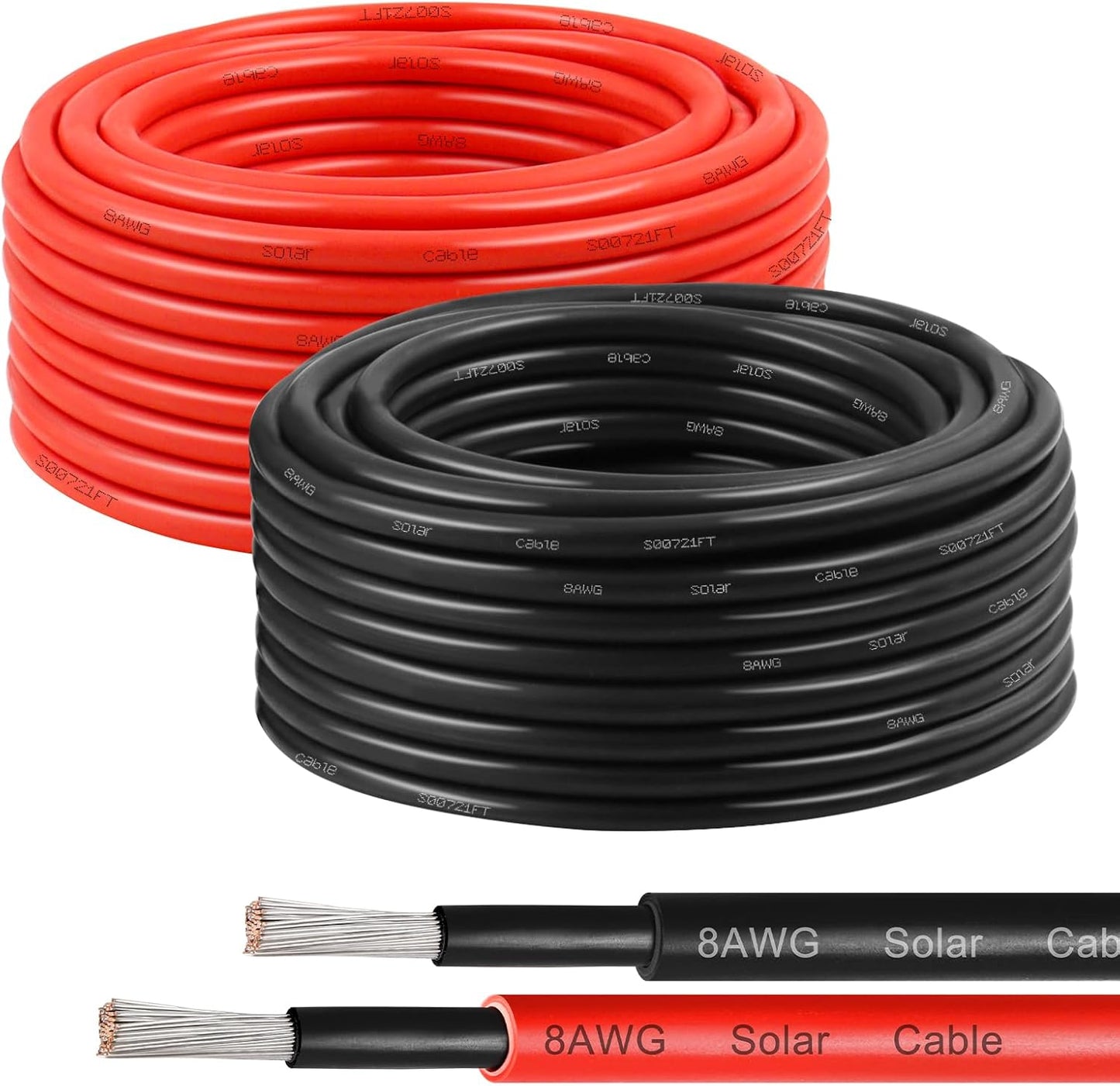 8AWG Solar Panel Wire 30FT Red & Black Extension Cable Set