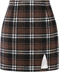 Plaid Mini Skirts High Waisted Wool Bodycon Pencil Skirt