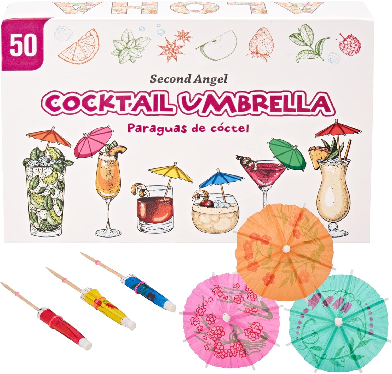 Tropical Cocktail Umbrella Picks x50 - Luau Party Decor