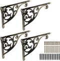 Shelf Brackets 10 Inch 4 Pack Heavy Duty Brushed Antique Brass
