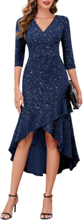 BeryLove Sequin Formal Cocktail Glitter Dress - Ruffle Hi Low