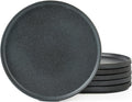 Star Salad Plates 8in Stoneware Set - Matte Dark Charcoal
