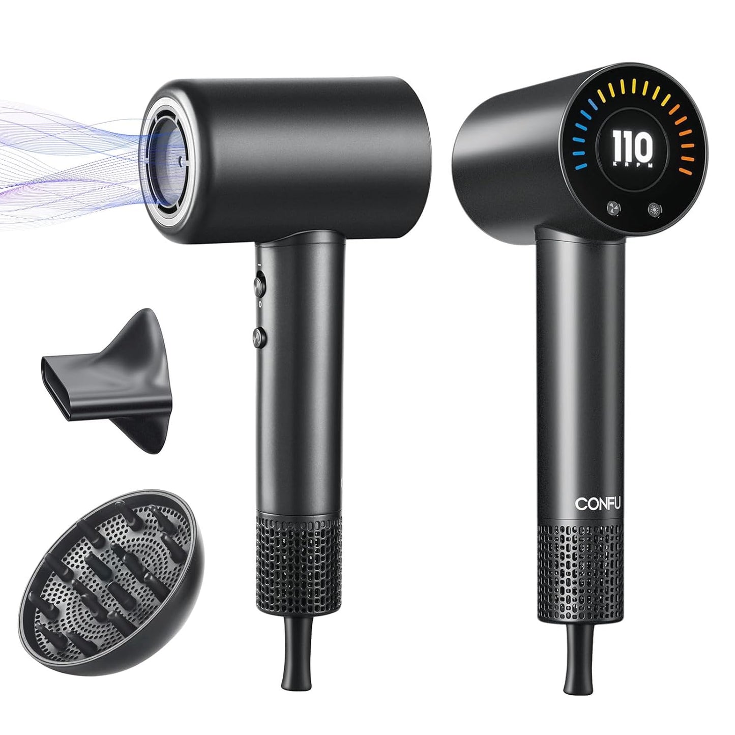 CONFU Hair Dryer with Magnetic Diffuser for Fast Drying