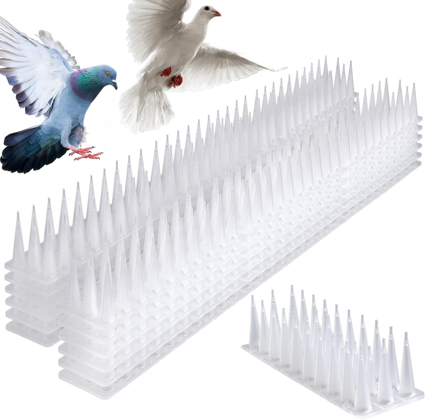 Bird Spike Strips: Keep Birds Away, Covers 17.1 ft, White