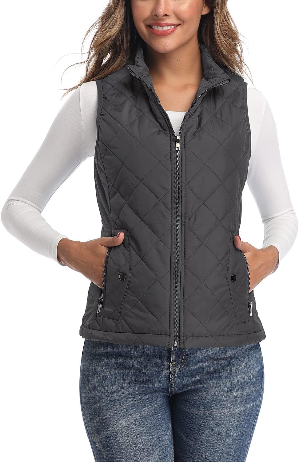 LONGKING Women's Lightweight Zip Quilted Vest for Comfort & Style
