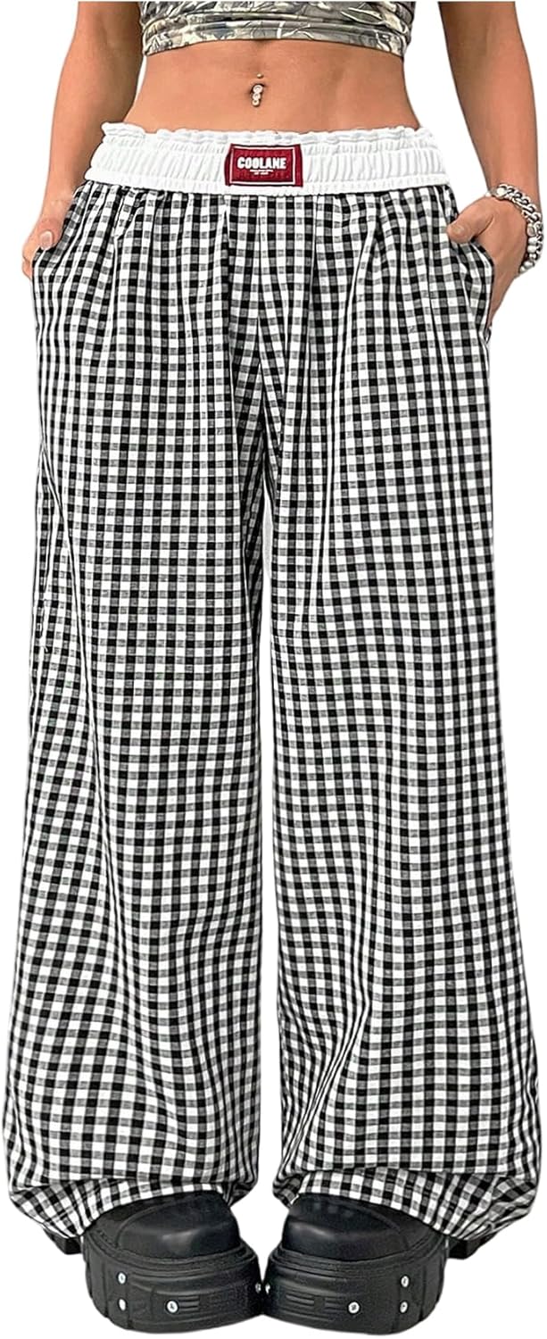 Women's Leopard Print Straight Leg Pants with Elastic Waist