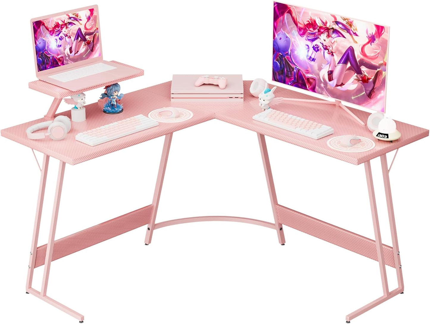Homall Pink L Shaped Gaming Desk for Stylish Gaming Setup