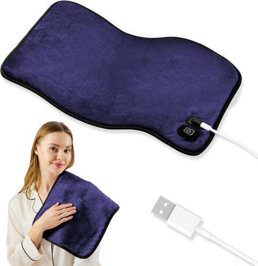 Sino Selected USB Heating Pad: Portable Pain Relief, 3 Heat Settings, Travel-Friendly, Navy Blue