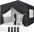 10 ft x 10 ft Black Pop Up Canopy Tent - Portable Enclosed Shelter