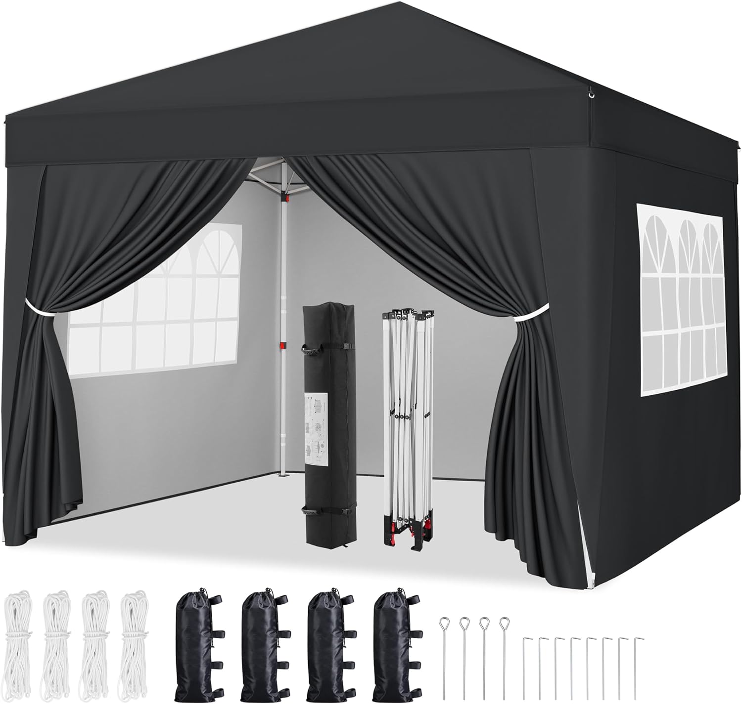 10x10 Pop Up Canopy with Removable Sidewalls for Outdoor Use