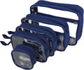 5 Piece Diaper Bag Organizer Pouch Set Clear with Straps - Navy