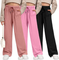 Girls' Wide Leg Sweatpants 3 Pack - Comfortable Casual Joggers open