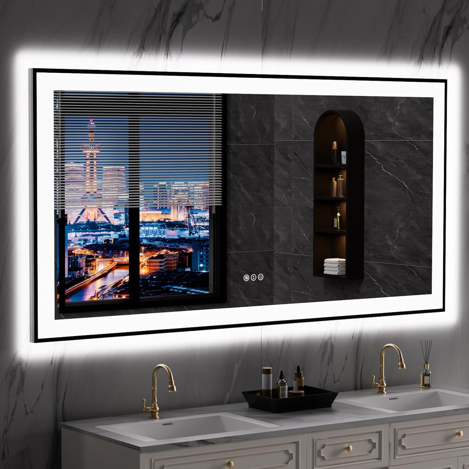60X30 LED Bathroom Mirror with Anti-Fog and Dimmable Features