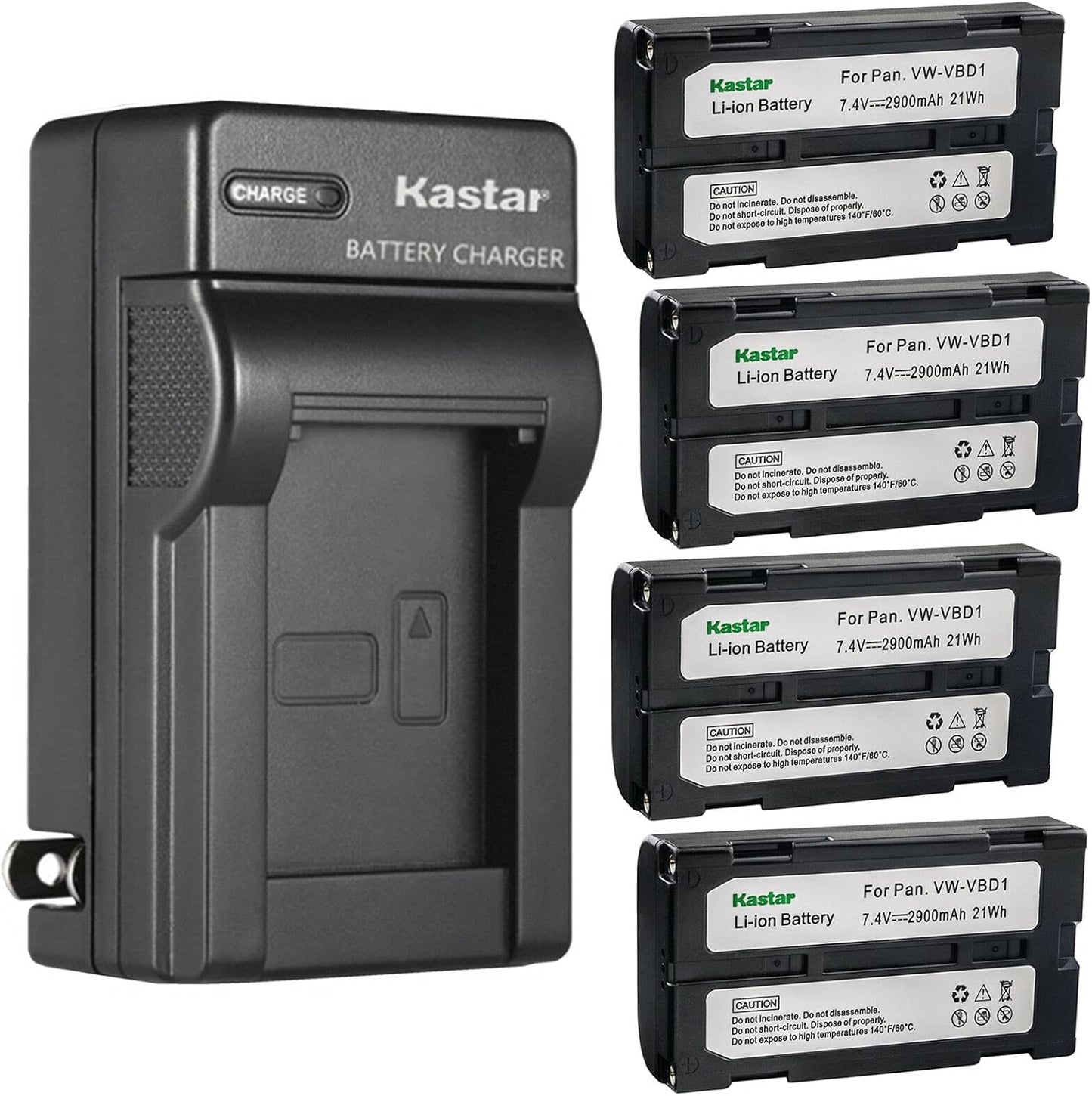 Kastar 4-Pack Battery and AC Wall Charger for Hitachii Cameras