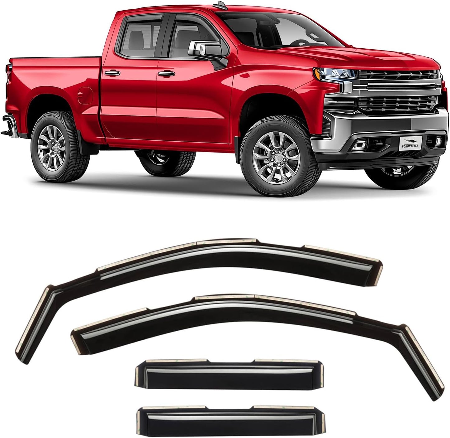Voron Glass Extra Durable Rain Guards for Chevy Silverado 2019-2026