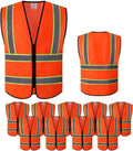 Neon Safety Vest Pack of 10 with Zipper - High Reflective 360
