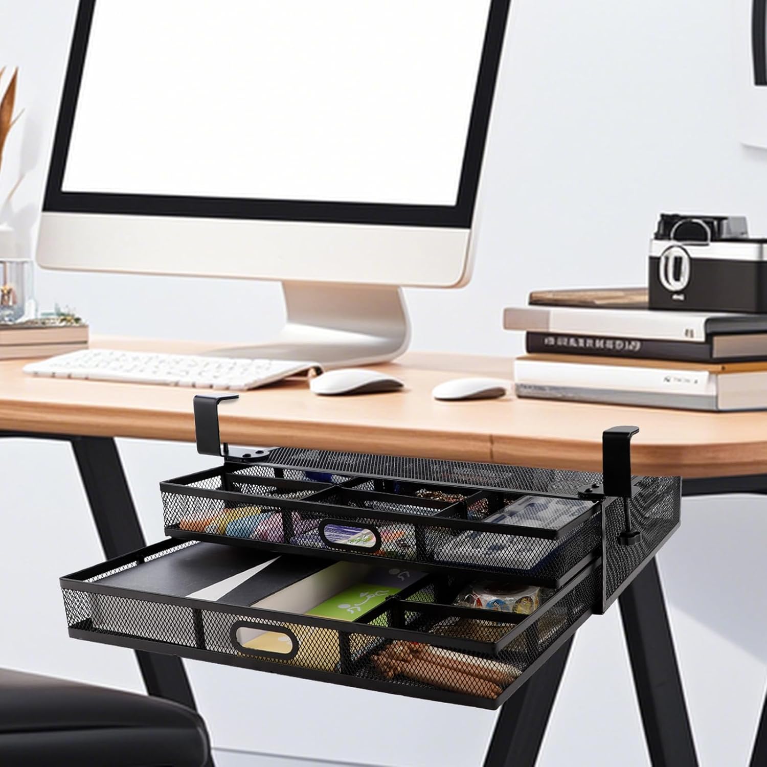 Clamp-On Slide Out Desk Drawers - Max Organization!